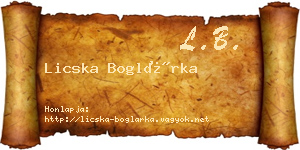 Licska Boglárka névjegykártya